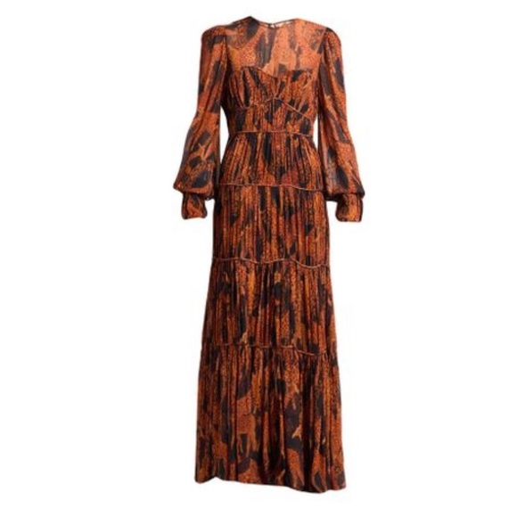 FARM Rio Vibrant Orange and Black Long Sleeve Dress - Picture 2 of 5